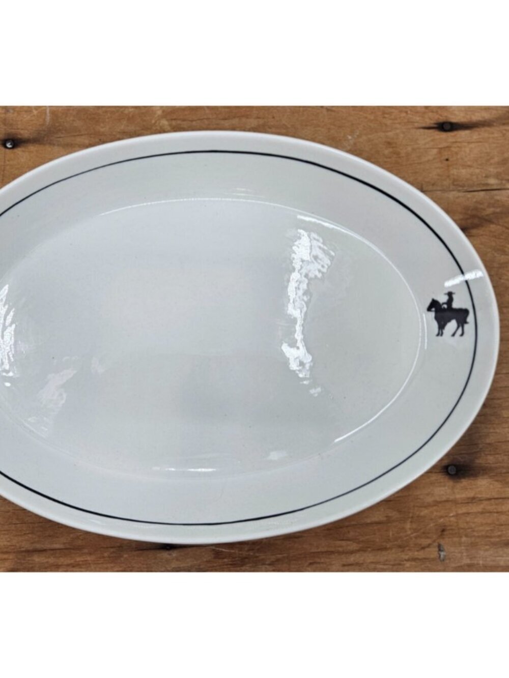 VTG Alox HF Coors Cowboy Horse White Platter Restaurant Ware 12.5"